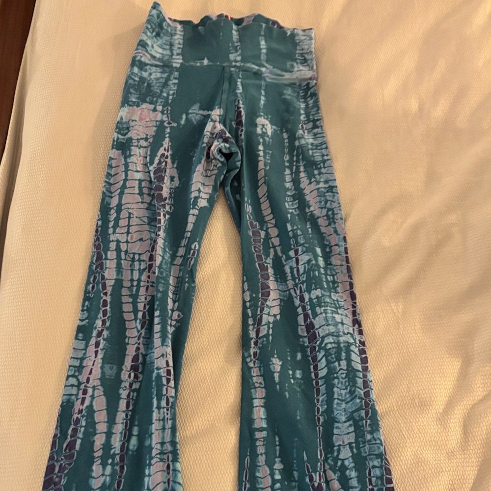 Hard Tail Teal and Pink Flare Pants